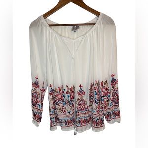 EMMA G PEASANT EMBROIDERED BLOUSE